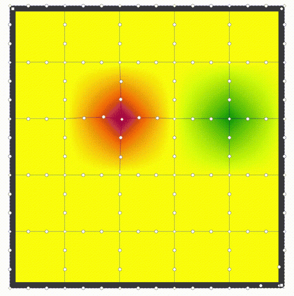 Use the handles to modify the gradient curve between nodes.