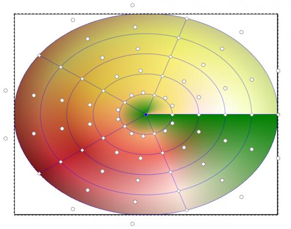 The conical gradient mesh option doesn't work as you expect it to.