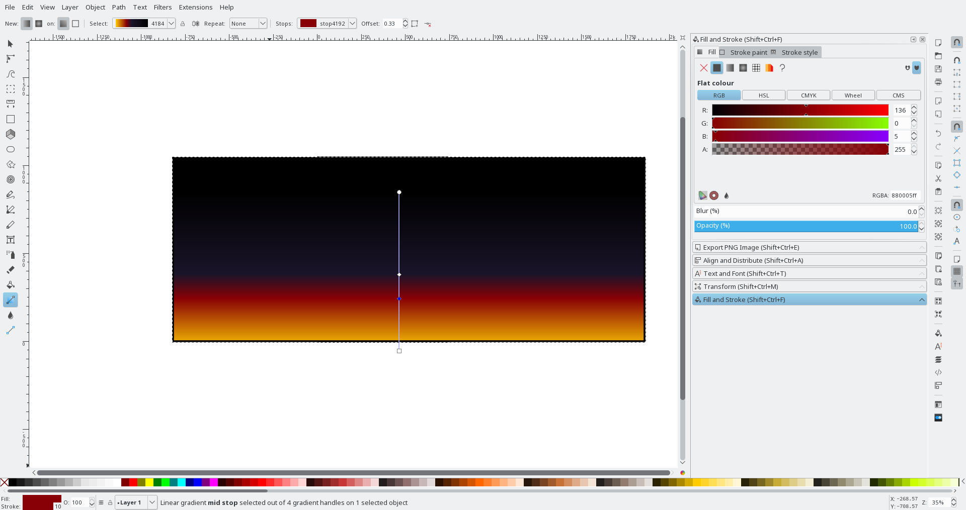 inkscape gradient on path