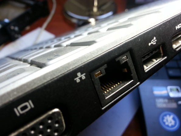 RJ45 port on a laptop computer.